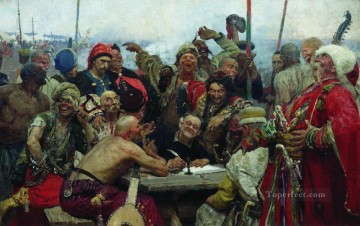the reply of the zaporozhian cossacks to sultan mahmoud iv 1896 Ilya Repin Oil Paintings